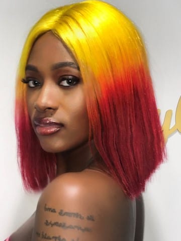 Coloured wig yellow ombre melted - AFRO HAIR SALON LONDON