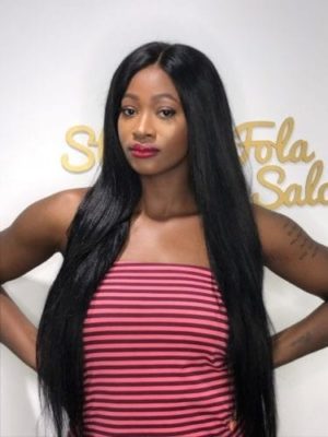 26 inches jet black wig