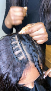 Leaveout sewin weave
