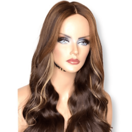 chocolate brown with blonde Lace CLOSURE WIG IMAGE 1